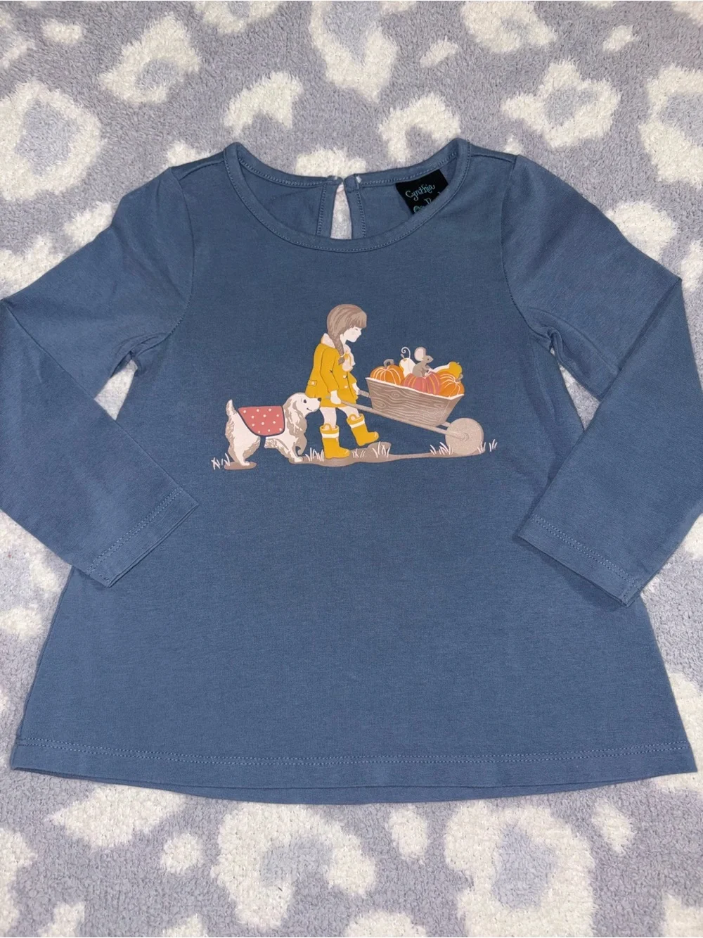 Cynthia Rowley Blue Graphic Top and Striped Fall Themed 2 Piece Set